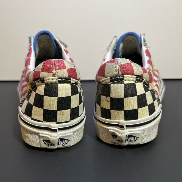 Womens VANS Old Skool Multicolor Glitter Checkerboard Sneakers / Size 7 - Picture 5 of 10